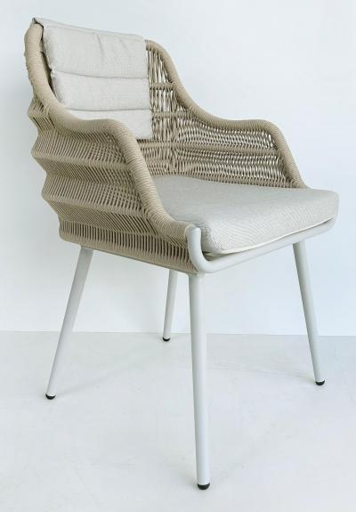  Artefacto Artefacto Hampton II Rope Aluminum Outdoor Armchairs Set of 4 Gray Fabric