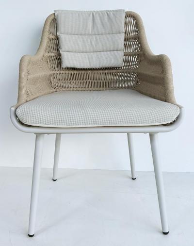  Artefacto Artefacto Hampton II Rope Aluminum Outdoor Armchairs Set of 4 Gray Fabric