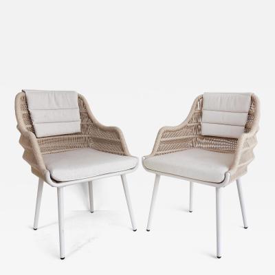  Artefacto Artefacto Hampton II Rope Aluminum Outdoor Armchairs Set of 4 Gray Fabric