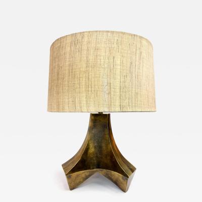  Arteiors Large Arteiors Patinated Abstract Brutalist Table Lamps Original Shades