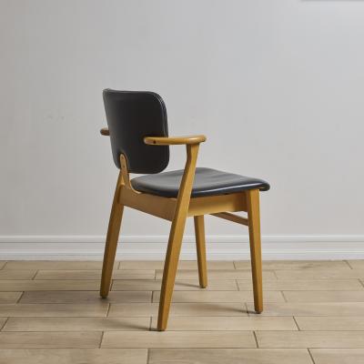  Artek Set of 4 Ilmari Tapiovaara Domus Chairs in Natural Oak and Leather for Artek
