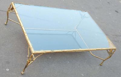  Artelegno 1950 1970 Bronze Coffee Table with Swans and Its Six Pieces of Sofas Signed GAD