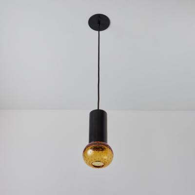  Arteluce 1960s Gino Sarfatti Metal and Amber Seguso Glass Pendant for Arteluce