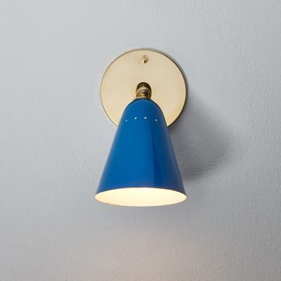  Arteluce 1960s Gino Sarfatti Model 26b Blue and Brass Wall Lamp for Arteluce
