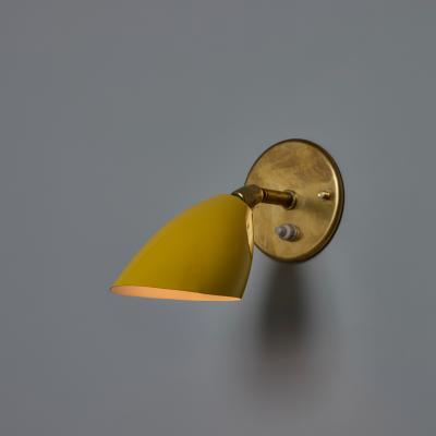  Arteluce 1960s Gino Sarfatti Model 26b Yellow and Brass Wall Lamp for Arteluce