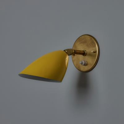  Arteluce 1960s Gino Sarfatti Model 26b Yellow and Brass Wall Lamp for Arteluce
