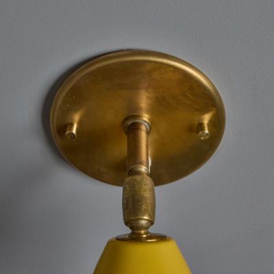  Arteluce 1960s Gino Sarfatti Model 26b Yellow and Brass Wall Lamp for Arteluce