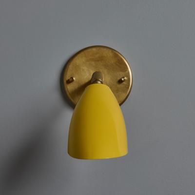  Arteluce 1960s Gino Sarfatti Model 26b Yellow and Brass Wall Lamp for Arteluce