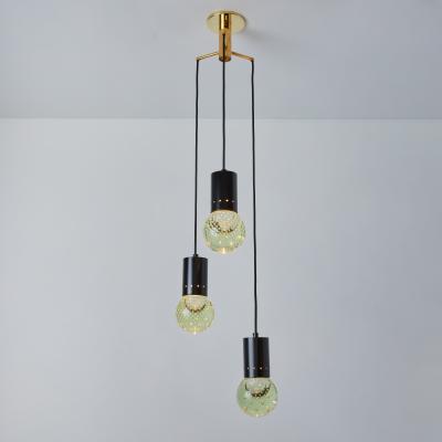  Arteluce 1960s Gino Sarfatti Seguso Bubble Glass 3 Pendant Chandelier for Arteluce
