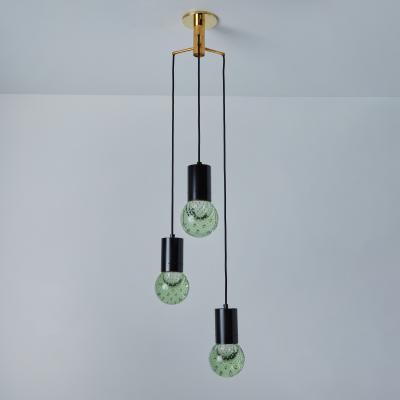  Arteluce 1960s Gino Sarfatti Seguso Bubble Glass 3 Pendant Chandelier for Arteluce