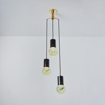  Arteluce 1960s Gino Sarfatti Seguso Bubble Glass 3 Pendant Chandelier for Arteluce