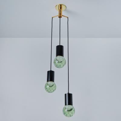  Arteluce 1960s Gino Sarfatti Seguso Bubble Glass 3 Pendant Chandelier for Arteluce