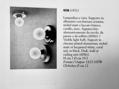  Arteluce Gino Sarfatti Model 608 Wall or Ceiling lamp for Arteluce c 1971