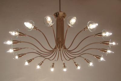  Arteluce Italian Mid Century 18 Lights Chandelier attributed to Angelo Lelii for Arteluce