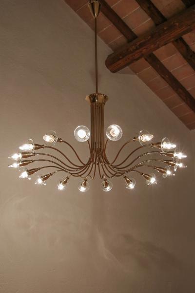  Arteluce Italian Mid Century 18 Lights Chandelier attributed to Angelo Lelii for Arteluce