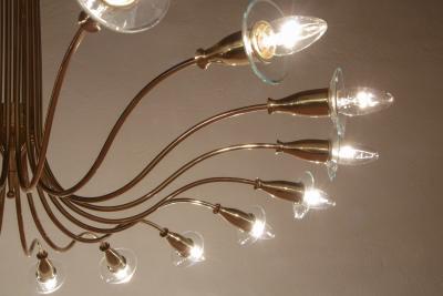  Arteluce Italian Mid Century 18 Lights Chandelier attributed to Angelo Lelii for Arteluce