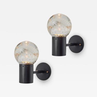  Arteluce Pair of 1960s Gino Sarfatti Metal and Seguso Glass Sconces for Arteluce