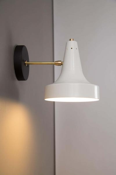  Arteluce Pair of Large Raul Sconces in Black and White Metal and Brass