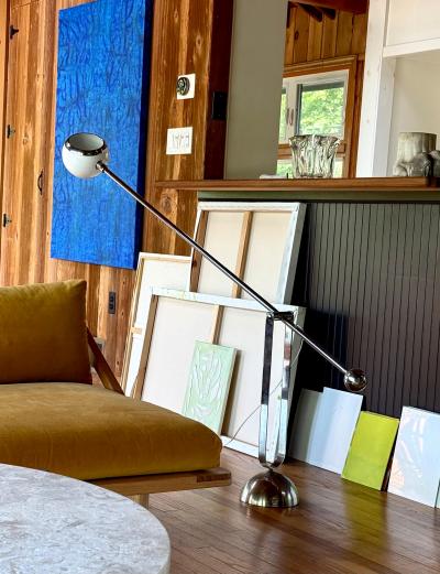  Arteluce Rare Italian Mid Century Cantilevered and Counter Balance Floor Lamp Arteluce