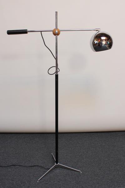  Arteluce Single Arm Counterbalance Chrome Globe Floor Lamp by Arteluce