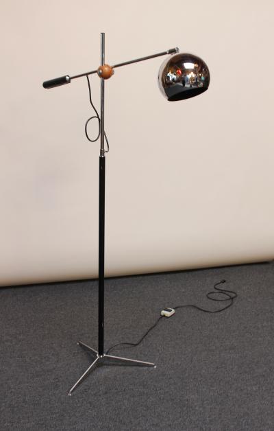  Arteluce Single Arm Counterbalance Chrome Globe Floor Lamp by Arteluce