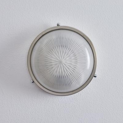  Artemide 1960s Petite Sergio Mazza Pressed Glass Nickeled Brass Wall or Ceiling Lamp