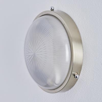  Artemide 1960s Petite Sergio Mazza Pressed Glass Nickeled Brass Wall or Ceiling Lamp