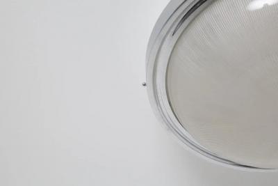  Artemide Large 1960s Sergio Mazza Glass and Metal Ceiling or Wall Lamp for Artemide