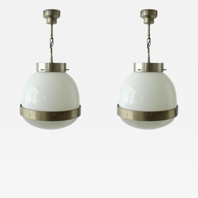  Artemide Sergio Mazza Pair of Large Delta Ceiling Lamps for Artemide Italy 1960s