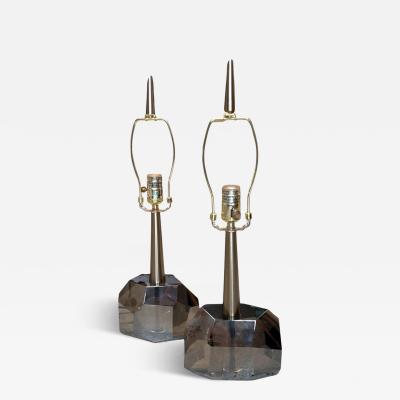  Arteriors Home Pair of Arteriors Modern Iridescent Cubist Glass Gemma Table Lamps