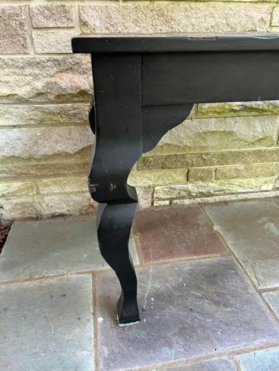  Artes De Mexico Fabulous Brutalist Modern Iron Strap Inlayed Console Table with Matching Stools