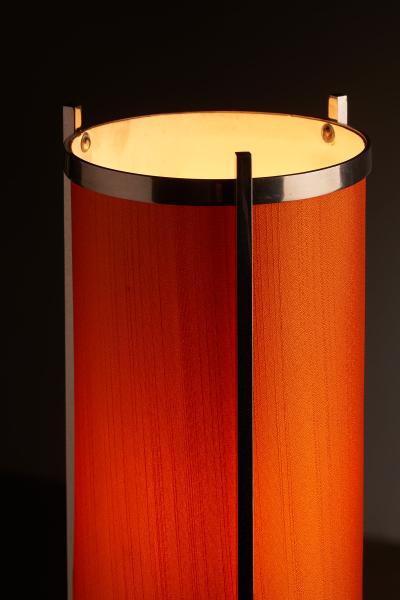  Artiforte Chromed Steel Table Lamp with Orange Silk Shade