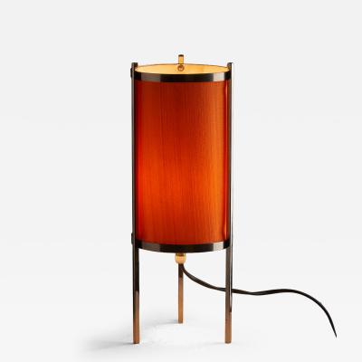  Artiforte Chromed Steel Table Lamp with Orange Silk Shade