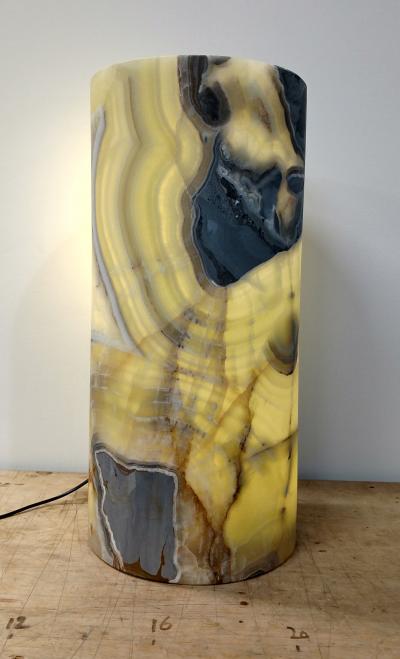  Artisan Ambient Cylinder Shaped Table Lamp in Green Onyx