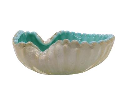  Artisti Barovier Barovier Turquoise Cream Scalloped Vide Poche
