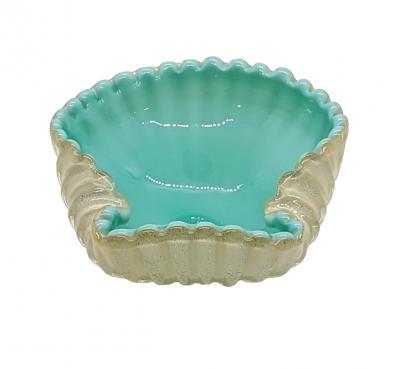  Artisti Barovier Barovier Turquoise Cream Scalloped Vide Poche