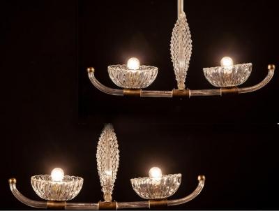  Artisti Barovier Pair of Art Deco Murano Glass and Brass Pendants or Lanterns by Barovier