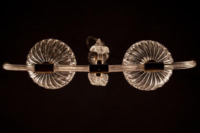  Artisti Barovier Pair of Art Deco Murano Glass and Brass Pendants or Lanterns by Barovier