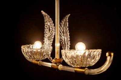 Artisti Barovier Pair of Art Deco Murano Glass and Brass Pendants or Lanterns by Barovier