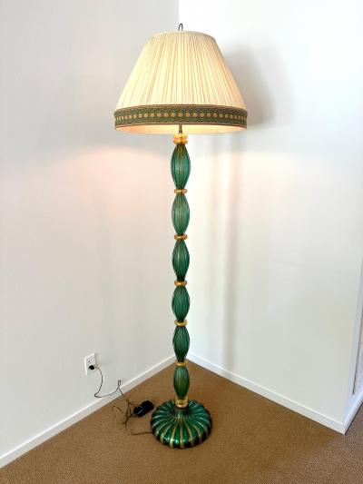  Artisti Barovier Vintage Barovier Green Murano Glass Floor Lamp w Gold Foil Inclusions