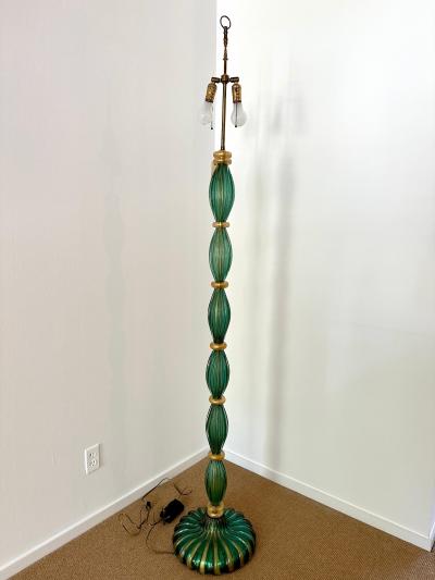  Artisti Barovier Vintage Barovier Green Murano Glass Floor Lamp w Gold Foil Inclusions