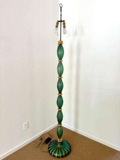  Artisti Barovier Vintage Barovier Green Murano Glass Floor Lamp w Gold Foil Inclusions