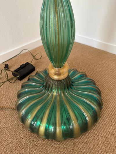 Artisti Barovier Vintage Barovier Green Murano Glass Floor Lamp w Gold Foil Inclusions