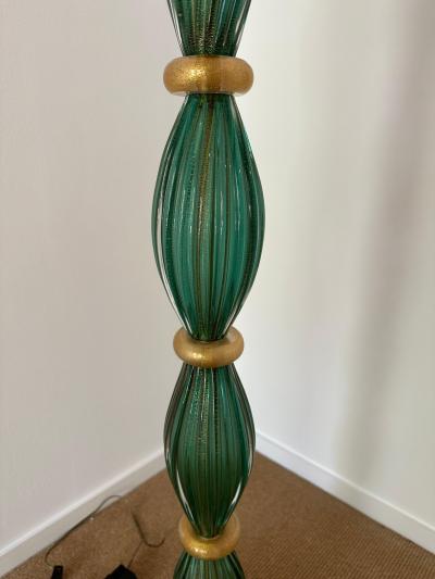 Artisti Barovier Vintage Barovier Green Murano Glass Floor Lamp w Gold Foil Inclusions
