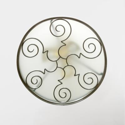  Arvika Konsthantverk LARS HOLMSTROM 1930S STEEL AND BRASS FIXTURE ROUND FOR ARVIKA STUDIO SWEDEN