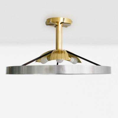  Arvika Konsthantverk LARS HOLMSTROM 1930S STEEL AND BRASS FIXTURE ROUND FOR ARVIKA STUDIO SWEDEN