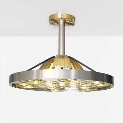  Arvika Konsthantverk LARS HOLMSTROM 1930S STEEL BRASS FIXTURE round ARVIKA STUDIO SWEDEN A 