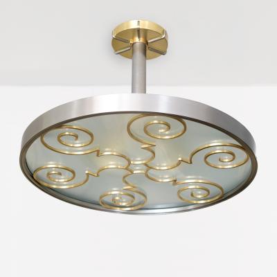  Arvika Konsthantverk LARS HOLMSTROM 1930S STEEL BRASS FIXTURE round ARVIKA STUDIO SWEDEN A 