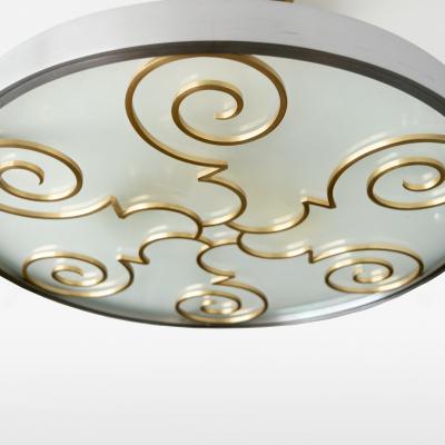  Arvika Konsthantverk LARS HOLMSTROM 1930S STEEL BRASS FIXTURE round ARVIKA STUDIO SWEDEN A 