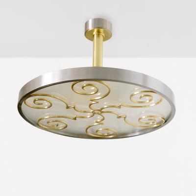  Arvika Studio LARS HOLMSTROM 1930S STEEL AND BRASS FIXTURE FOR ARVIKA STUDIO SWEDEN C 